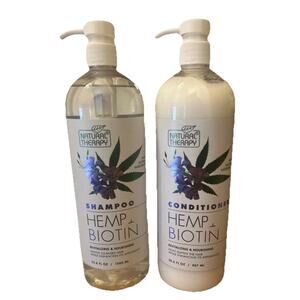 Natural Therapy HEMP + BIOTIN SHAMPOO & CONDITIONER BUNDLE 33.8oz/30.6 oz